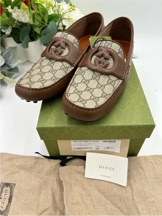 Gucci GG Monogram Brown
Leather Driving Loafers - Picture 2 of 6
